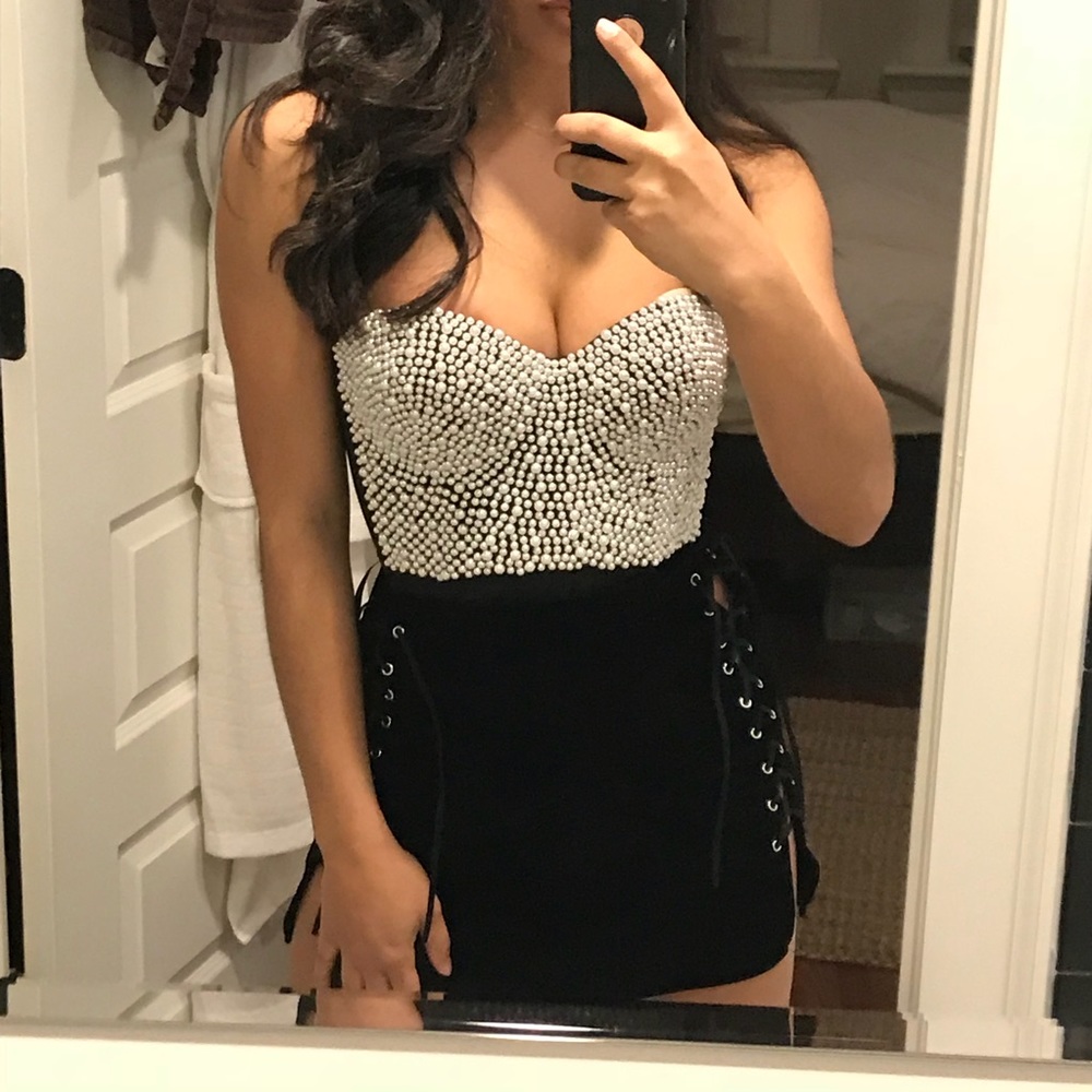 Pearl bustier crop top